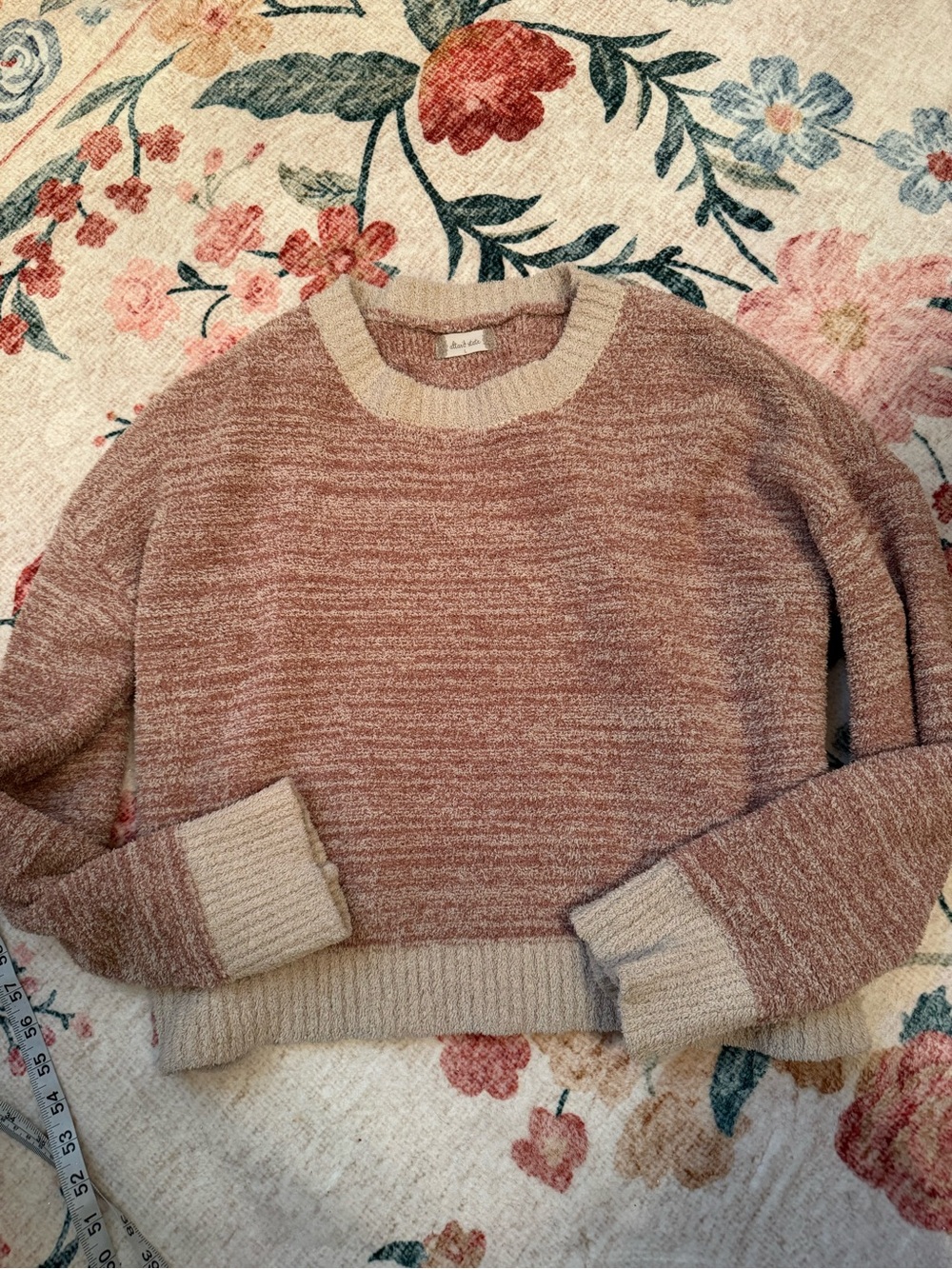 Altar'd State Dusty Rose and Cream Crewneck Sweater